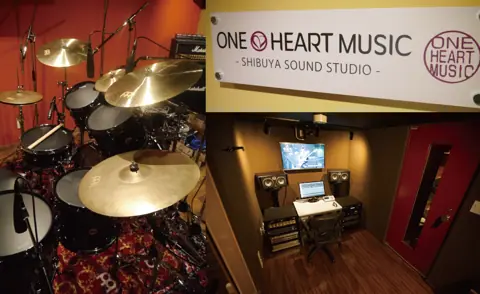 ONE HEART MUSIC：ドラムとコントロール室